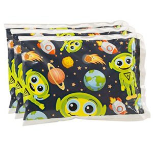 bentology kids ice packs for lunch boxes - 3 reusable packs keeps food cold in lunchboxes & coolers - non-toxic, safe, durable - alien