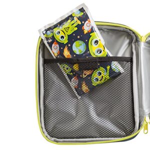 Bentology Kids Ice Packs for Lunch Boxes - 3 Reusable Packs Keeps Food Cold in Lunchboxes & Coolers - Non-Toxic, Safe, Durable - Alien