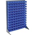 Global Industrial Louvered Bin Rack With (96) Blue Stacking Bins, 35" W x 15" D x 50" H