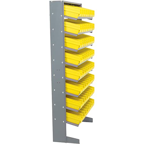 Global Industrial Floor Rack, 8 Shelves w/ (64) 4" W Yellow Bins, 33x12x61