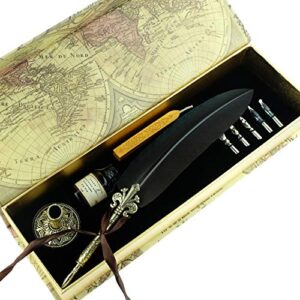 gc quill antique feather writing quill pen gold pen stem calligraphy pen set 100% quality guarantee