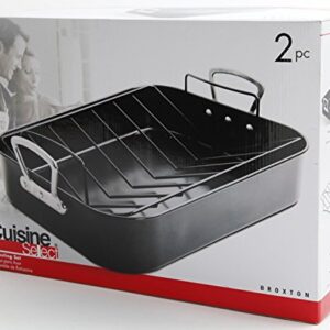 Gibson Home Broxton 2 Piece Non-Stick Turkey Roaster, Black