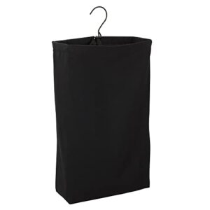 household essentials door hanging laundry bag, washable canvas bag with loop handle, holds two loads of laundry, great for dorms and small spaces, black