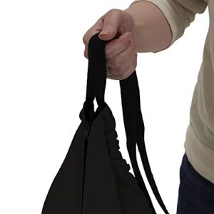 Household Essentials Door Hanging Laundry Bag, Washable Canvas Bag with Loop Handle, Holds Two Loads of Laundry, Great for Dorms and Small Spaces, Black