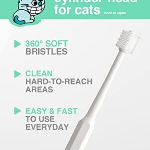 MIND UP Cat Toothbrush Cylinder Head | 360-Degree Toothbrush for Lovely cat | Length 6 in Bristle Diameter 0.49 in