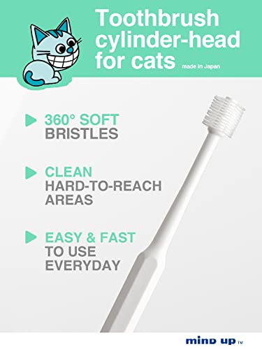 MIND UP Cat Toothbrush Cylinder Head | 360-Degree Toothbrush for Lovely cat | Length 6 in Bristle Diameter 0.49 in
