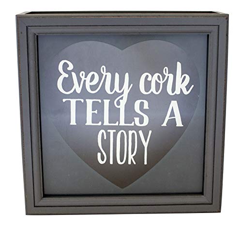 Boston Warehouse Shadowbox Wine Cork Holder Every Cork Tells A Story 10-Inch Gray