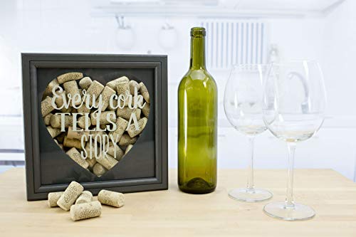 Boston Warehouse Shadowbox Wine Cork Holder Every Cork Tells A Story 10-Inch Gray