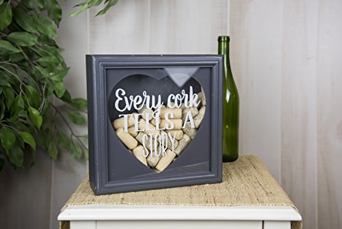 Boston Warehouse Shadowbox Wine Cork Holder Every Cork Tells A Story 10-Inch Gray