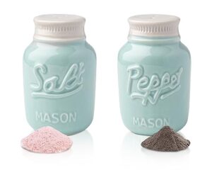 vintage mason jar salt & pepper shakers by comfify - adorable decorative mason jar décor for vintage, rustic, shabby chic - sturdy ceramic in aqua blue - 3.5 oz. cap.