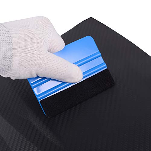 EHDIS 10pcs Vinyl Squeegee Felt Edge Squeegee 4 Inch Car Vinyl Scraper Decal Applicator Window Tint Tool with Black Fabric Felt Edge-Blue