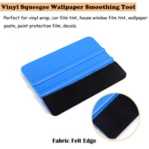 EHDIS 10pcs Vinyl Squeegee Felt Edge Squeegee 4 Inch Car Vinyl Scraper Decal Applicator Window Tint Tool with Black Fabric Felt Edge-Blue