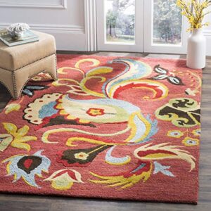 safavieh blossom collection 6' x 9' rust / multi blm680b handmade premium wool area rug