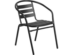 flash furniture lila 4 pack black metal restaurant stack chair with aluminum slats