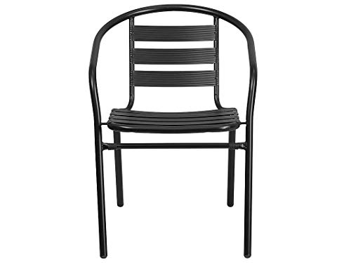 Flash Furniture Lila 4 Pack Black Metal Restaurant Stack Chair with Aluminum Slats