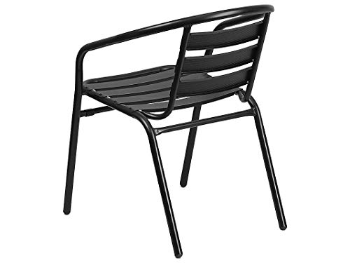 Flash Furniture Lila 4 Pack Black Metal Restaurant Stack Chair with Aluminum Slats