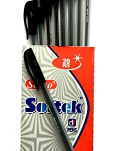 20 X Saino Softek Smooth Writing Black INK Ball Point Pens (Non Refillable) Direct Ink Fill Technology gives you perfect ink flow for smoothest writing, Black, 20 count