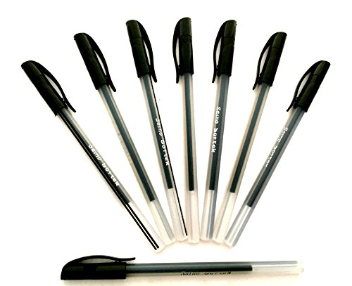 20 X Saino Softek Smooth Writing Black INK Ball Point Pens (Non Refillable) Direct Ink Fill Technology gives you perfect ink flow for smoothest writing, Black, 20 count