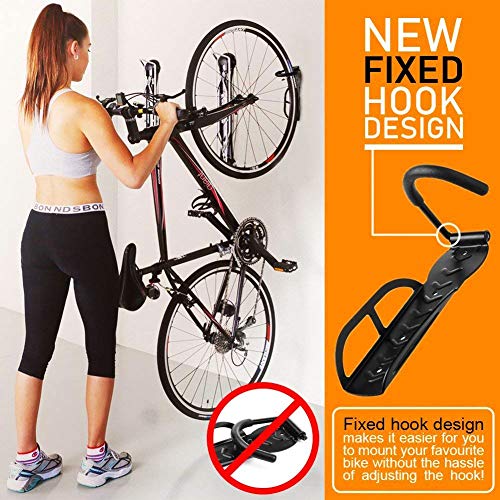 HOMEE Bike Rack Garage 1 Pack Bike Wall Mount Vertical Bike Hooks Storage System Wall Mount Bike Hanger for Garage Indoor Shed-Easy to Install Use-Heavy Duty Holds up to 65 lb with Screws