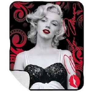 silver buffalo marilyn monroe black lingerie sherpa throw blanket, 50 x 60 inches, multicolored