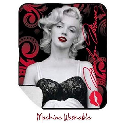 Silver Buffalo Marilyn Monroe Black Lingerie Sherpa Throw Blanket, 50 x 60 inches, Multicolored