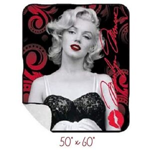 Silver Buffalo Marilyn Monroe Black Lingerie Sherpa Throw Blanket, 50 x 60 inches, Multicolored