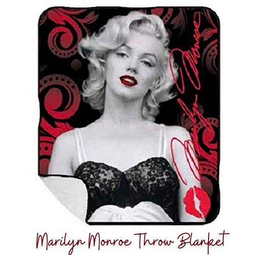 Silver Buffalo Marilyn Monroe Black Lingerie Sherpa Throw Blanket, 50 x 60 inches, Multicolored