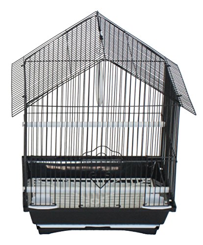 YML A1114MBLK House Top Style Small Parakeet Cage, 11" x 9" x 16"