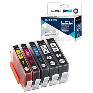 lcl compatible ink cartridge replacement for hp 670xl cz117al cz118al cz119al cz120al 3525 4615 4620 4625 5525 6526 (5-pack 2black cyan magenta yellow)