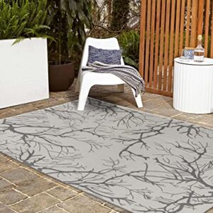 Unique Loom Outdoor Botanical Collection Area Rug - Branch (7' 1" x 10' Rectangle, Light Gray/ Gray)