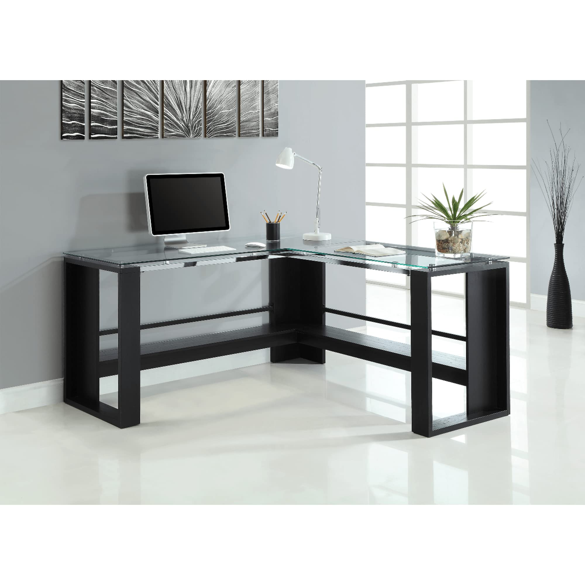 Whalen Jasper 60"W L-Shape Corner Desk, Espresso