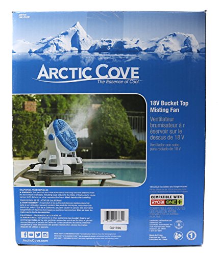 Arctic Cove MBF0181 18V Lithium Ion Powered Cooling Bucket Top Variable Speed Fan and Water Mister (18V Battery and Charger Included, 5 Gallon Bucket Not Included)