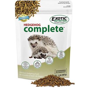 Hedgehog Complete 2 lb - Nutritionally Complete Natural Healthy High Protein Pellets & Dried Mealworms - Food for Pet Hedgehogs