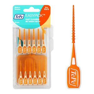 tepe dental floss picks, tooth picks flossers, floss sticks, easypicks xs/s, orange, 36 pk