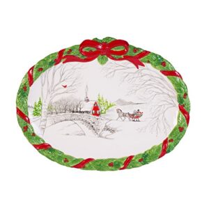 fitz and floyd vintage holiday serving platter tray, standard, multicolored