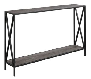 convenience concepts console table tucson shelf, weathered gray/black