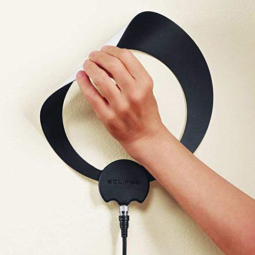 Antennas Direct ClearStream Eclipse TV Antenna, 35+ Miles Range, Multi-Directional, Grips to Walls and Windows, 12 ft. Detachable Coaxial Cable, Black or White, 4K Ready (ECL), compact