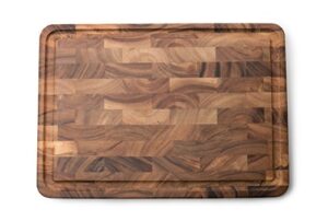 ironwood gourmet charleston end grain board with channel, acacia wood brown 20 x 14 inches