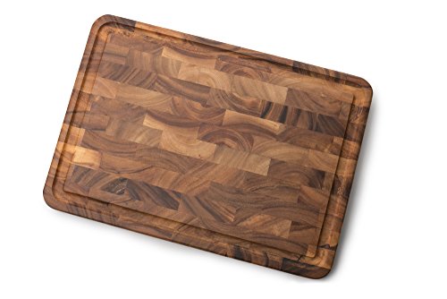 Ironwood Gourmet Charleston End Grain Board with Channel, Acacia Wood Brown 20 x 14 Inches