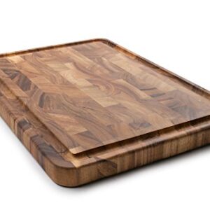 Ironwood Gourmet Charleston End Grain Board with Channel, Acacia Wood Brown 20 x 14 Inches