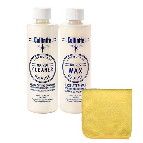 Collinite No. 920 Fiberglass Marine Cleaner & No. 925 Fiberglass Marine Wax Plus Towel Combo