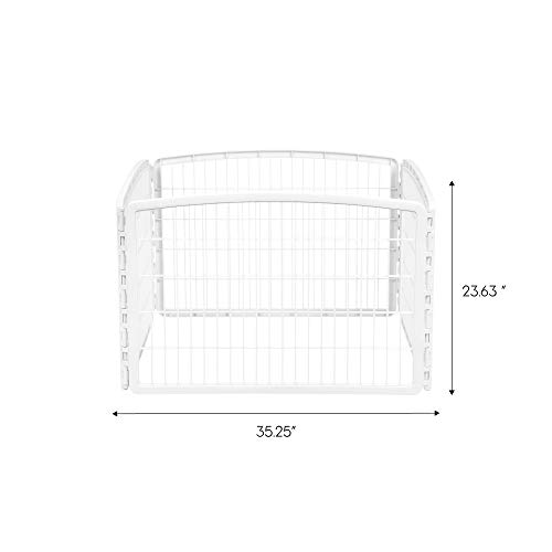 IRIS USA 24" Exercise 4-Panel Pet Playpen, Puppy Pet Small Medium Dog Pen Keep Pets Secure Easy Assemble Rust-Free Heavy-Duty Molded Plastic Customizable, White