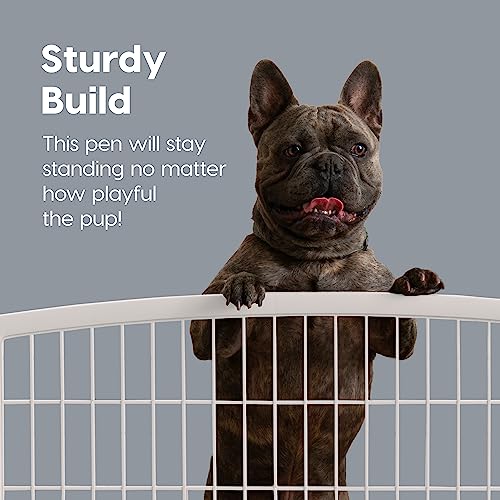 IRIS USA 24" Exercise 4-Panel Pet Playpen, Puppy Pet Small Medium Dog Pen Keep Pets Secure Easy Assemble Rust-Free Heavy-Duty Molded Plastic Customizable, White