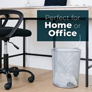 Greenco Small Trash Cans for Home or Office, 2-Pack, 6 Gallon Silver Mesh Round Trash Cans, Lightweight, Sturdy for Under Desk, Kitchen, Bedroom, Den, or Recycling Can