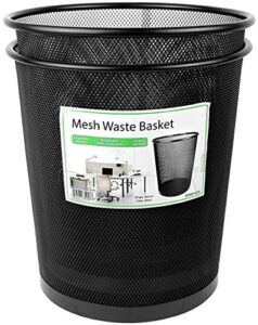 greenco small trash cans for home or office, 2-pack, 4.5 gallon black mesh round trash cans, lightweight, sturdy for under desk, kitchen, bedroom, den, or recycling can