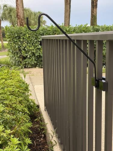 Hold It Mate Multi-Use Hook Kit Hang Flower Baskets Bird Feeders Chimes Lanterns on a Vertical Deck Railing, Balcony Porch or Fence 18 inches Long Holds up to 15lbs with Ease!