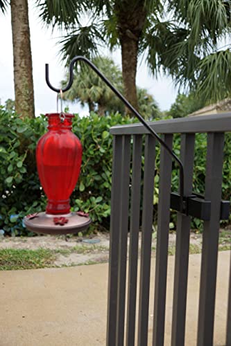 Hold It Mate Multi-Use Hook Kit Hang Flower Baskets Bird Feeders Chimes Lanterns on a Vertical Deck Railing, Balcony Porch or Fence 18 inches Long Holds up to 15lbs with Ease!