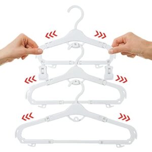 grohanger space saving extendable baby hangers with clips (10-16.4"). only expandable kids hangers with full adult size trouser bar and clips. 18 stylish childrens hangers. 6 have clips.