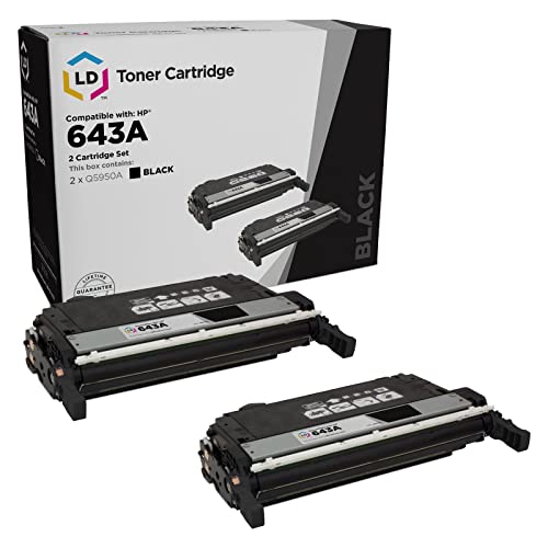 LD Products Compatible Toner Cartridge Replacements for HP 643A Q5950A (Black, 2-Pack)