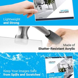 Adir Plexi Acrylic Sign Holder 8.5" X 11" - Shatter Resistant Acrylic Sign Holder - Great for Brochures, Advertising Pamphlets and Restaurant Menus - Pack of 12